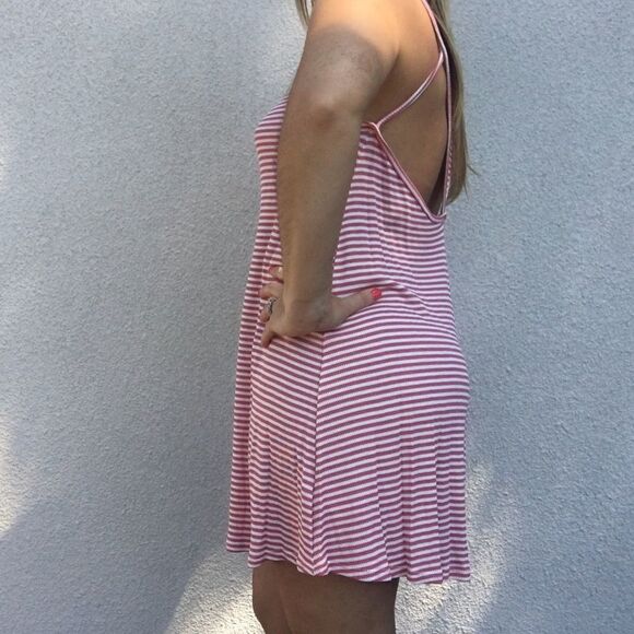 Coral and Ivory striped Shift Dress - Picture 3 of 4